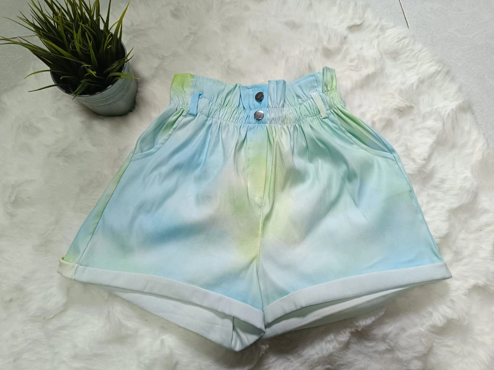 short tie-dye azul y verde - short tie-dye bleu et vert – photo 4